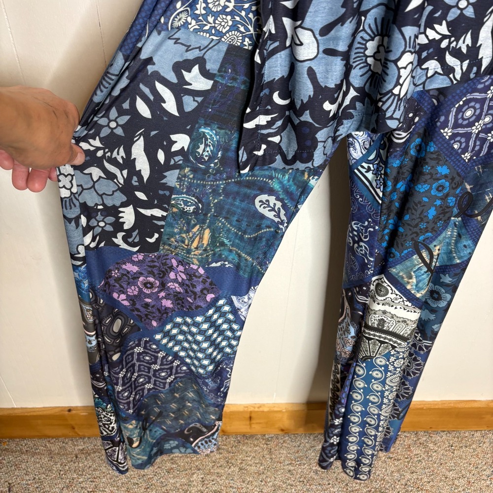 Desigual Candice Jumpsuit M Blue Floral Paisley Patchwork Artsy Bohemian Hippie - Picture 9 of 16